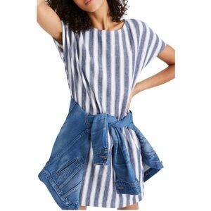 Madewell NWT Blue White Tunic Button Dress Small Lagenlook
